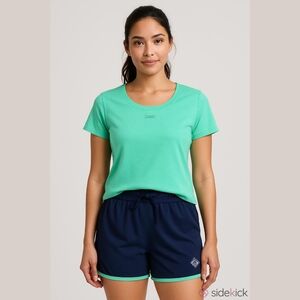 New ZELOS Matching Athletic Set Navy & Jade Shorts Top Small NWT